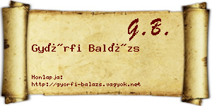 Győrfi Balázs névjegykártya